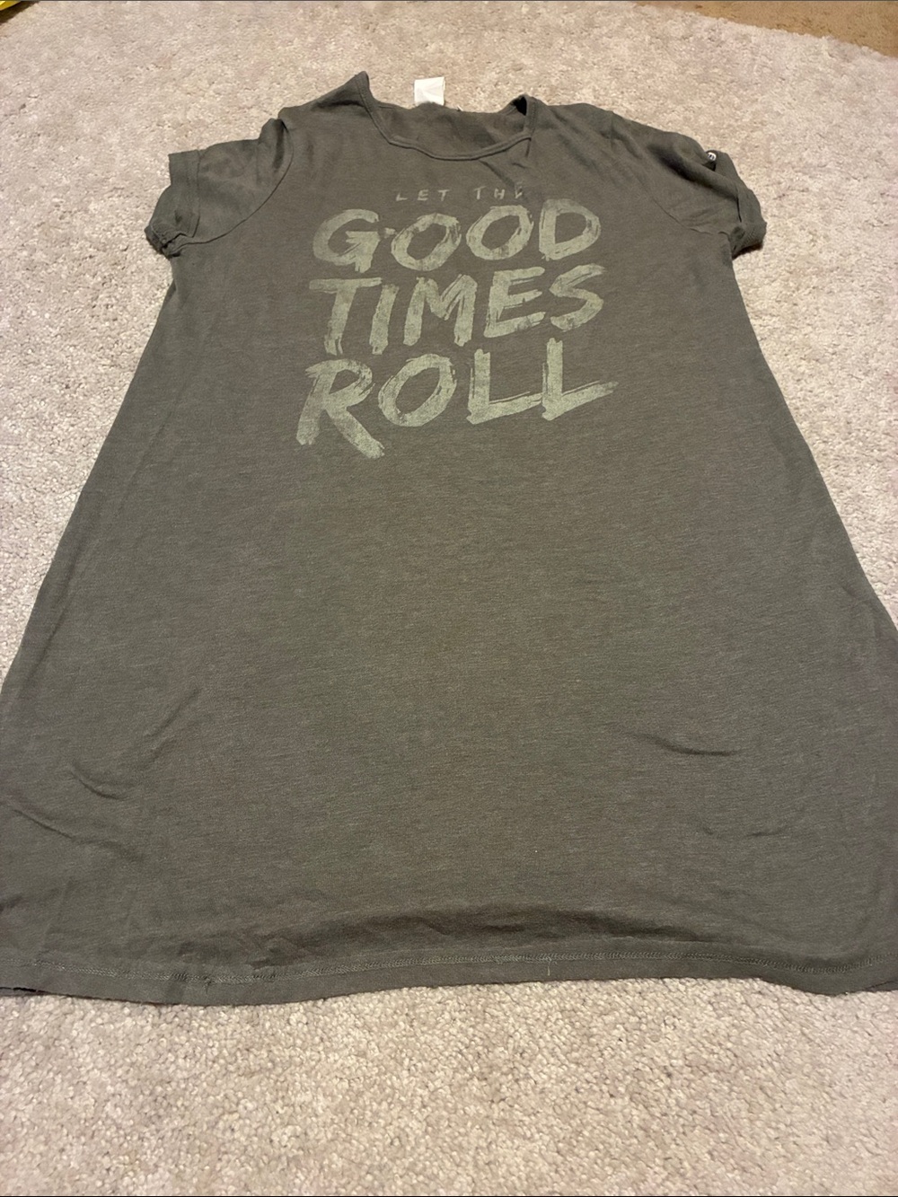 Junk Food Clothing Olive Green 'Good Times Roll' Graphic Tee/Dress